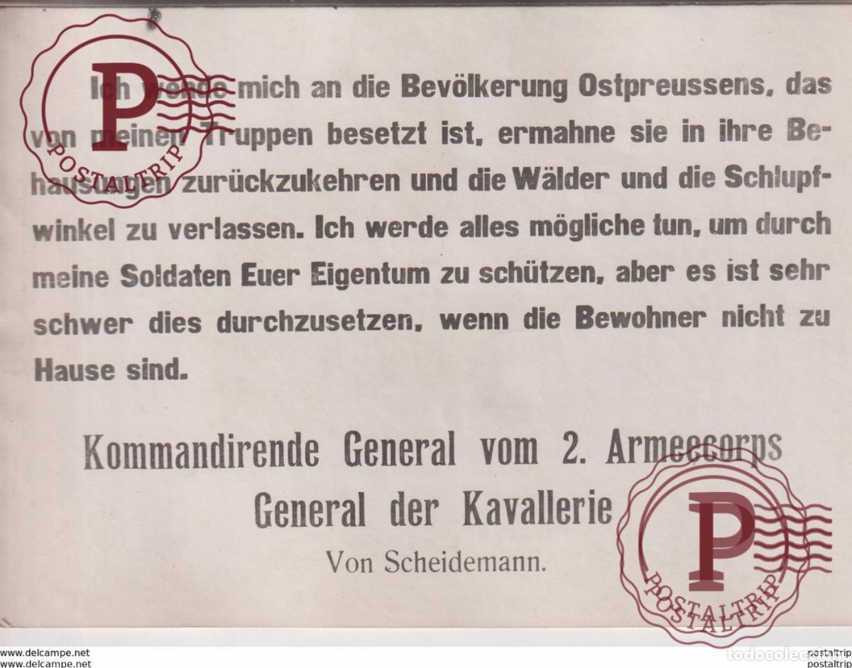 Military Antiques: OSTPREU&szlig;ENS 2 ARMEEKORPS GENERAL DER KAVALLERIE VON SCHEIDEMANN +-&nbsp;18*13CM WORLD WAR GUERRE MUNDIAL