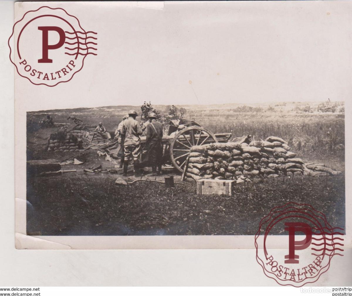 Militaria: GUNS BATTLEFIELD IN THE SOMME BATTERY SEVENTY FIVES +-&nbsp;16*12CM WORLD WAR GUERRE MUNDIAL