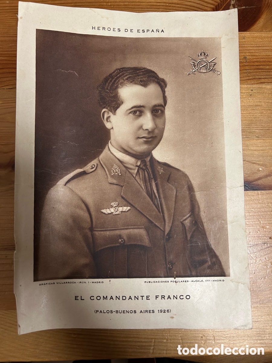 Militaria: Antigua Litograf&iacute;a Comandante Ram&oacute;n Franco Bahamonde