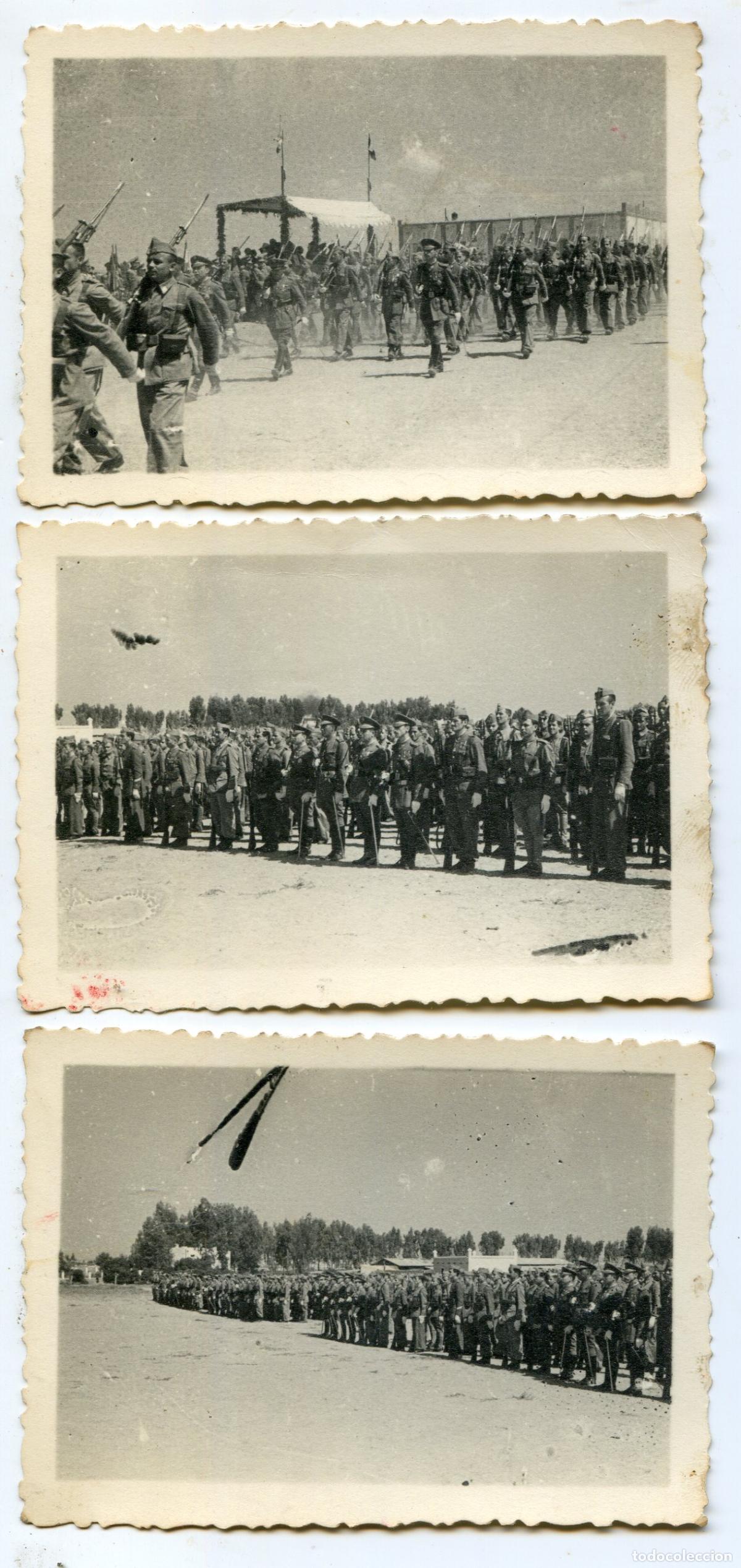 Military Antiques: Tres fotograf&iacute;as de desfile militar en Alcazarquivir Marruecos Laboratorios Viuda de Ricart a&ntilde;os 40