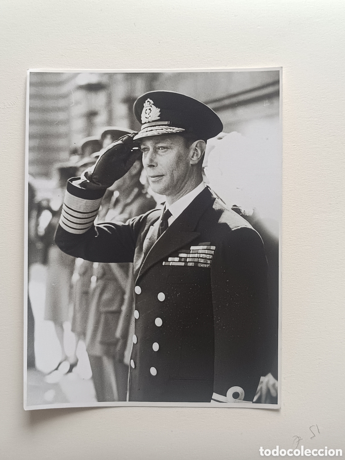 Militaria: FOTO PRENSA ORIGINAL REY JORGE VI DE INGLATERRA. SELLO LONDON GRAPHIC PHOTO UNION II GUERRA MUNDIAL