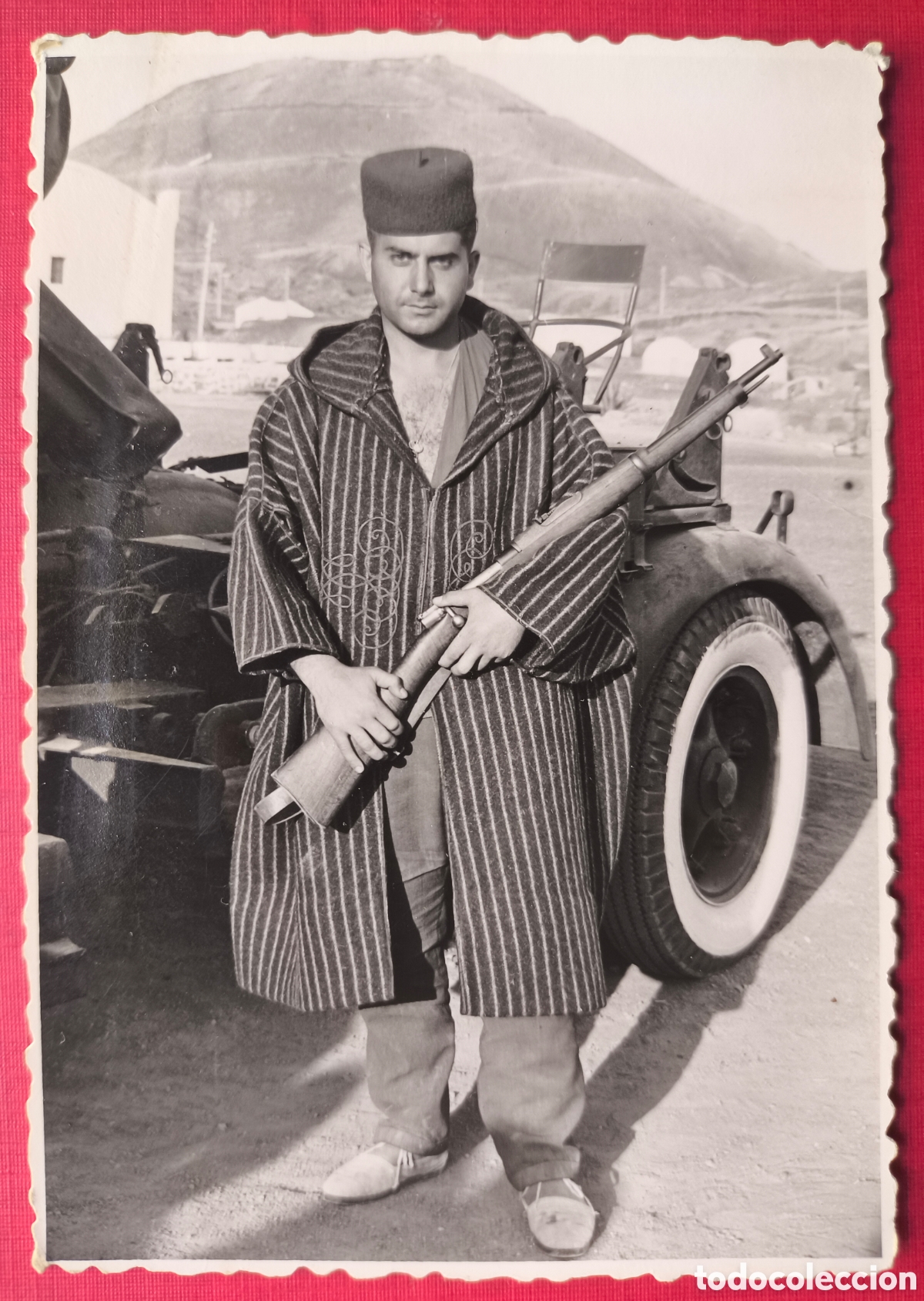 Militaria: S&Aacute;HARA ESPA&Ntilde;OL SOLDADO REGULARES FUSIL CERROJO FOTOGRAF&Iacute;A SIDI IFNI C. 1955