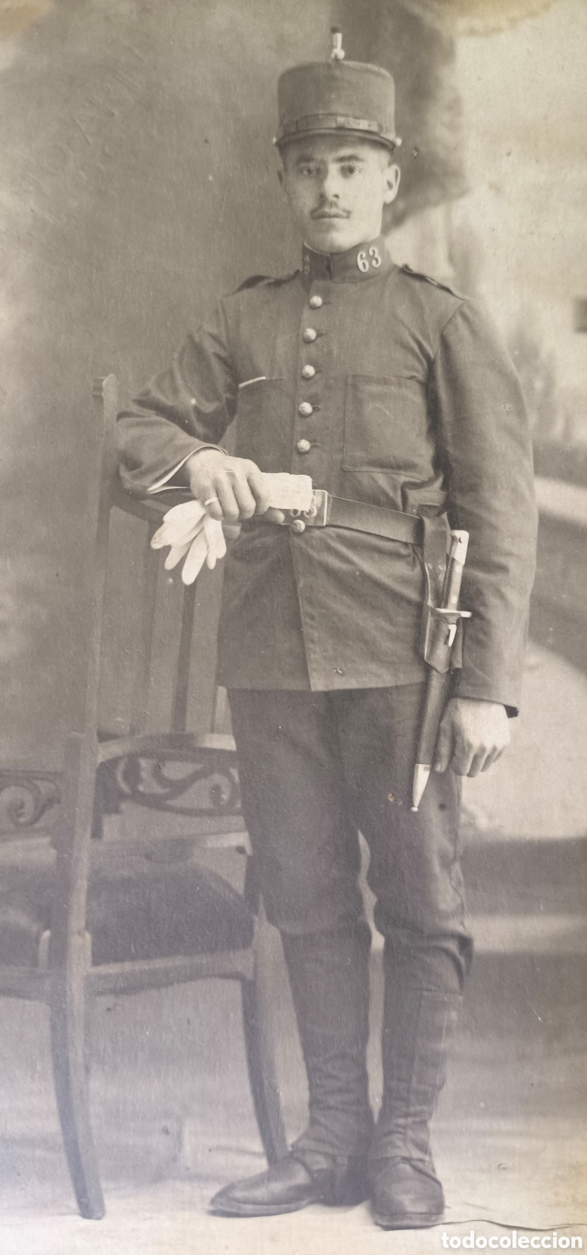 Militaria: FOTOGRAF&Iacute;A RETRATO DE ESTUDIO MILITAR REGIMIENTO 63 FOT&Oacute;GRAFO PHOTO ART PRETO MAH&Oacute;N C. 1910