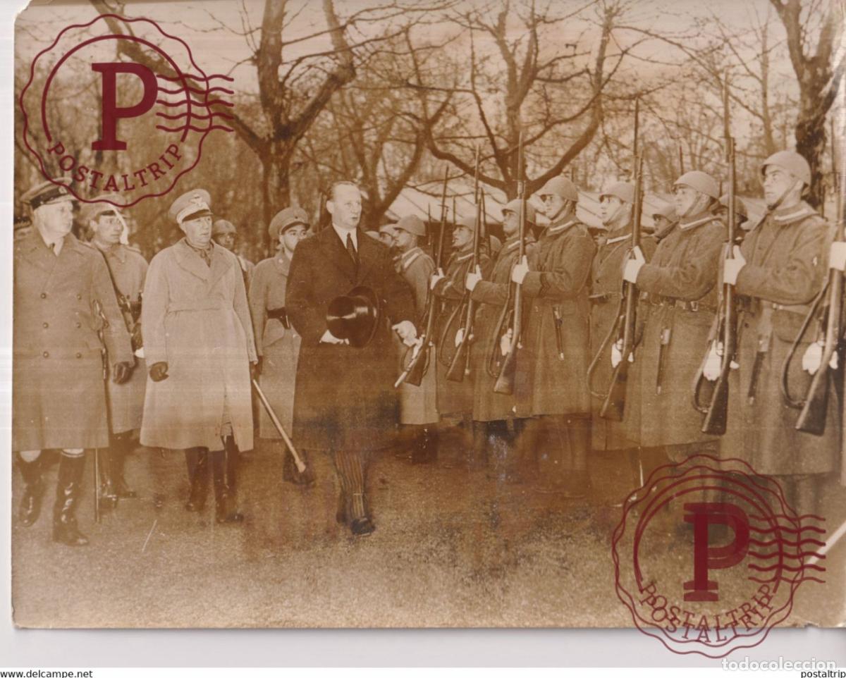 Militaria: KNOX AND GENERAL BRING VISIT ITALIAN SAAR SOLDIERS SAARBRUCKEN NAZI VISCONTI PRASCA 24*18CM WW2 I