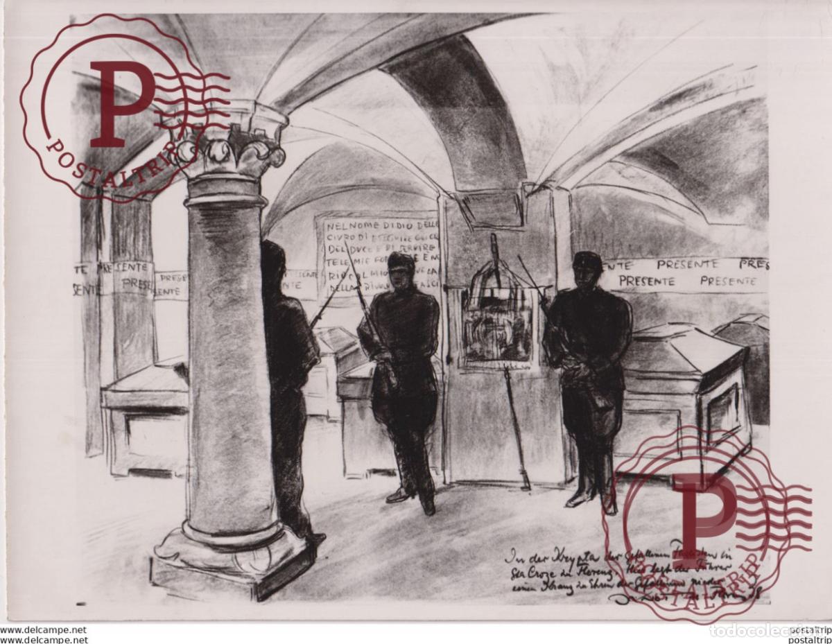 Militaria: ITALIENBESUCH FUHRERS FLORENZ DIE KRYPTA GEFALLENEN FASCISTEN SANTA C 24*18CM WW2 WWII WORLD WAR 2 W