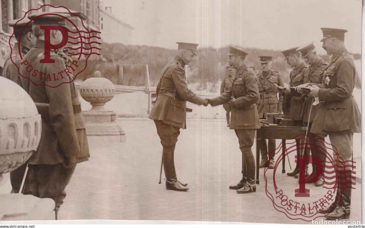 Militaria: George V Reino Unido KING UNITED KINGDOM PRINCE ALEXANDER TECK BELGIAN OFFICERS 18*12CM GEORGE V BR