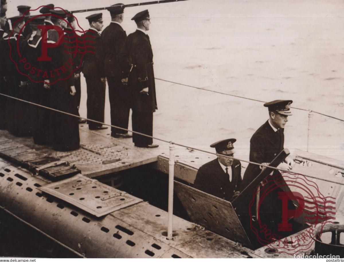 Militaria: KING EDWARD INSPECT SUNMARINE PORTLAND HARBOUR NARWHAL 24*18CM EDOUARD VIII PRINCE DE GALES WALES BR