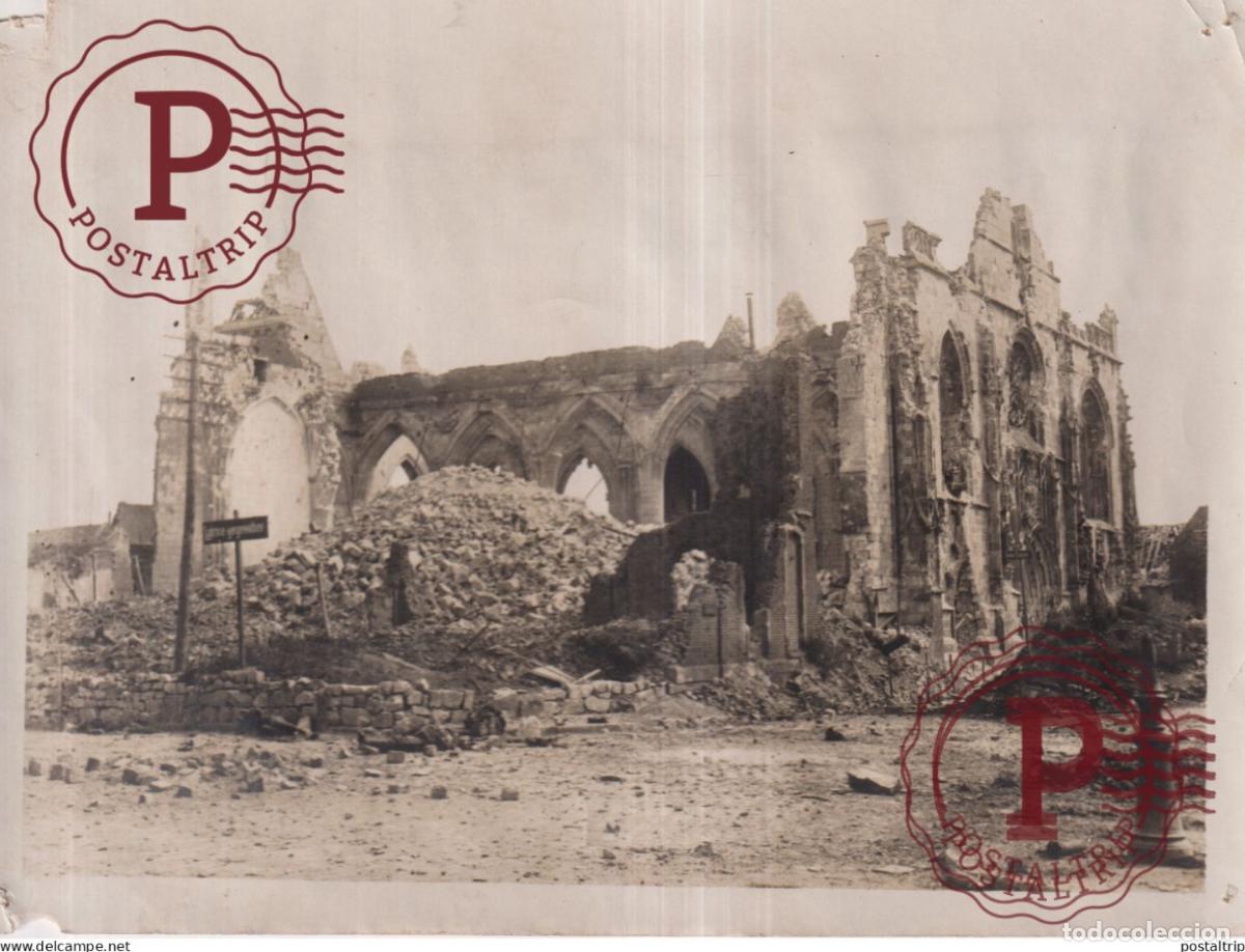Militaria: BRITISH WESTERN FRONT FRANCE 80 SOMME PERONNE CATHEDRAL SEE CORNERS 20*15CM PASSED FOR TRANSMISSION