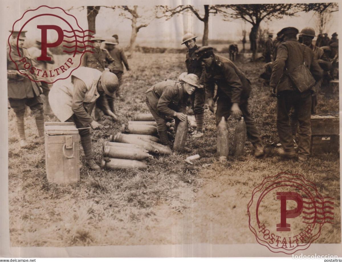 Militaria: BRITISH WESTERN FRONT FRANCE GERMAN OFFENSIVE 20*15CM PASSED FOR TRANSMISSION ABROAD WWI WORLD WA