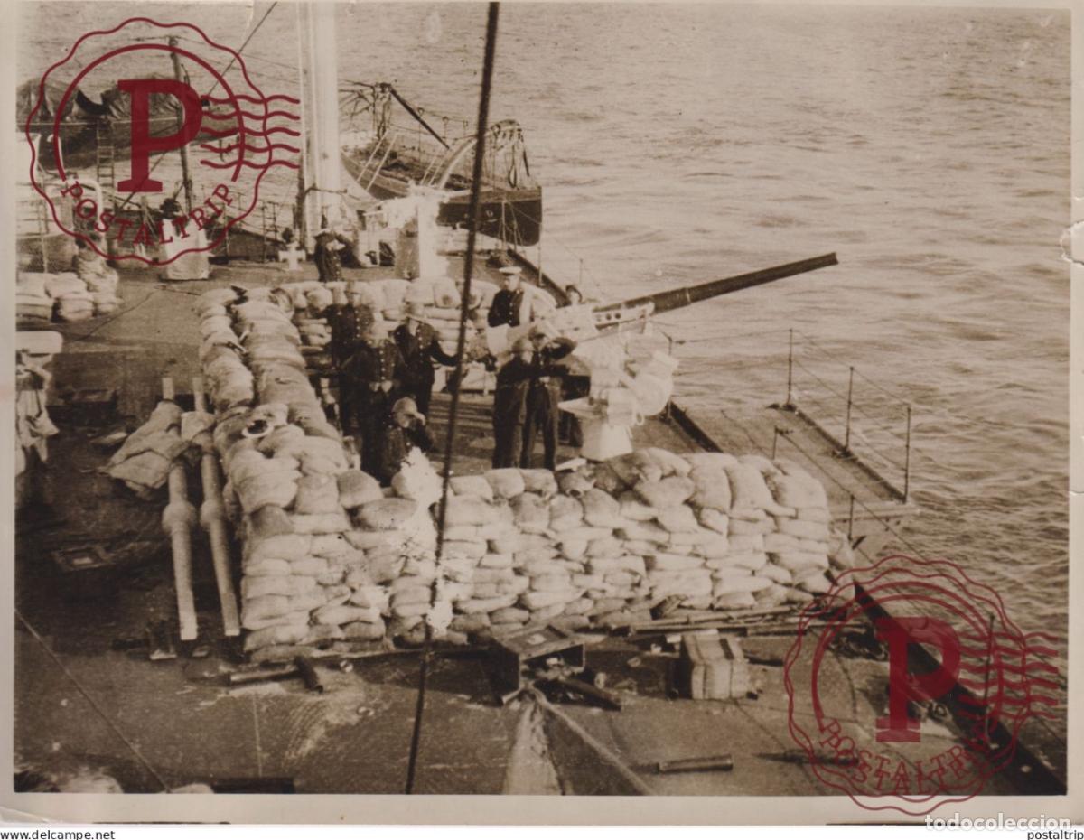 Militaria: ADRIATIC ANTI AIRCRAFT PETERBORAUGH MONITOR 1917 ITALIAN WATERS ITALY 21*16CM British Royal NAVY