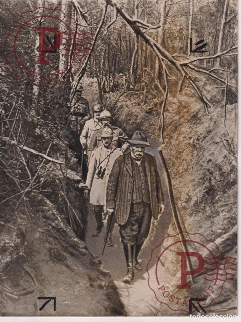 Militaria: George Clemenceau visitant les premi&egrave;res lignes 1918 24*18CM GUERRE