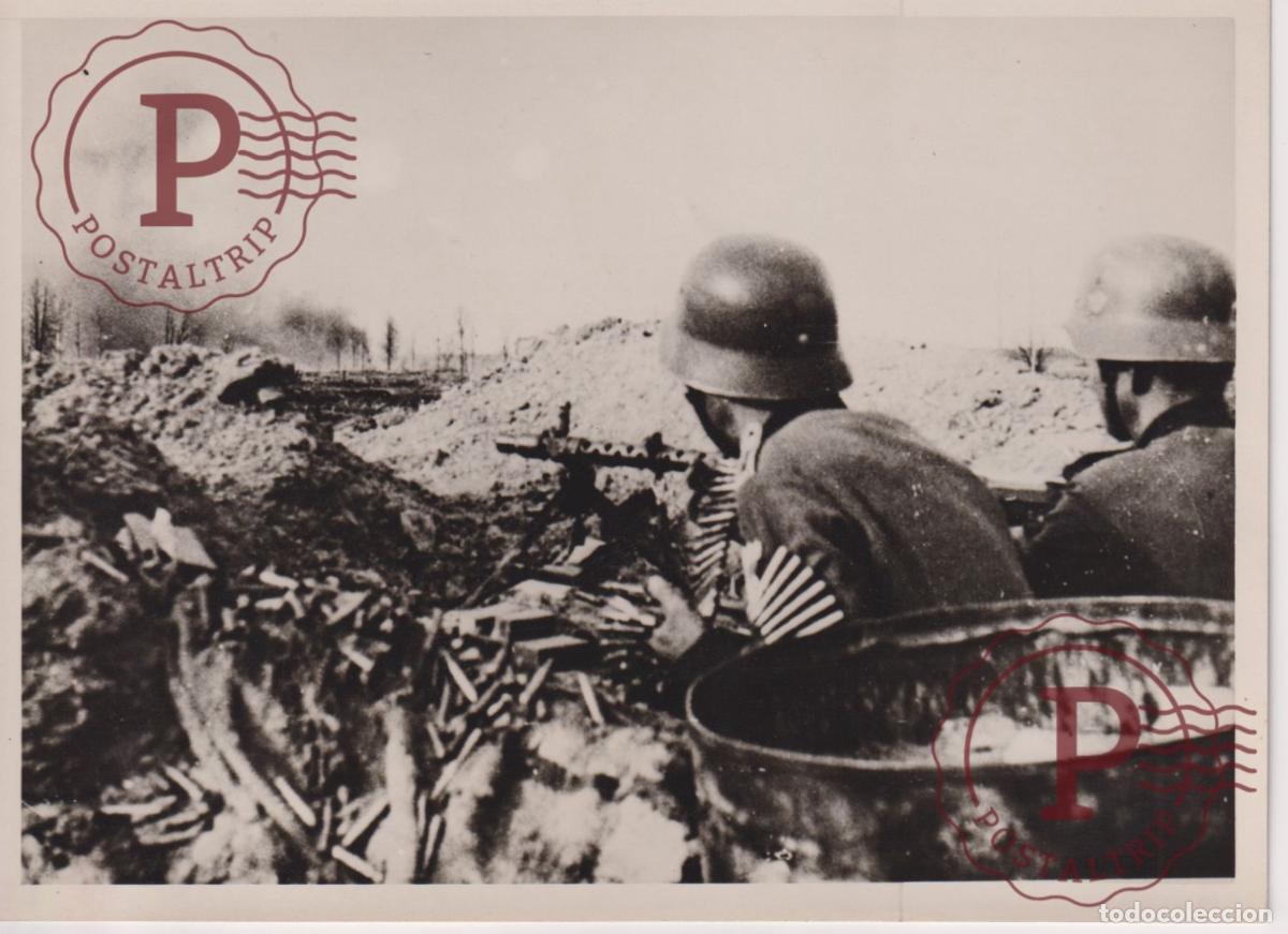 Militaria: 1942 GUERRE EST BOUCLE DU DON TROUPES ALLEMANDES KALATCH NAZI MACHINE GUNNER FIRING ON RUSSIAN TROOP