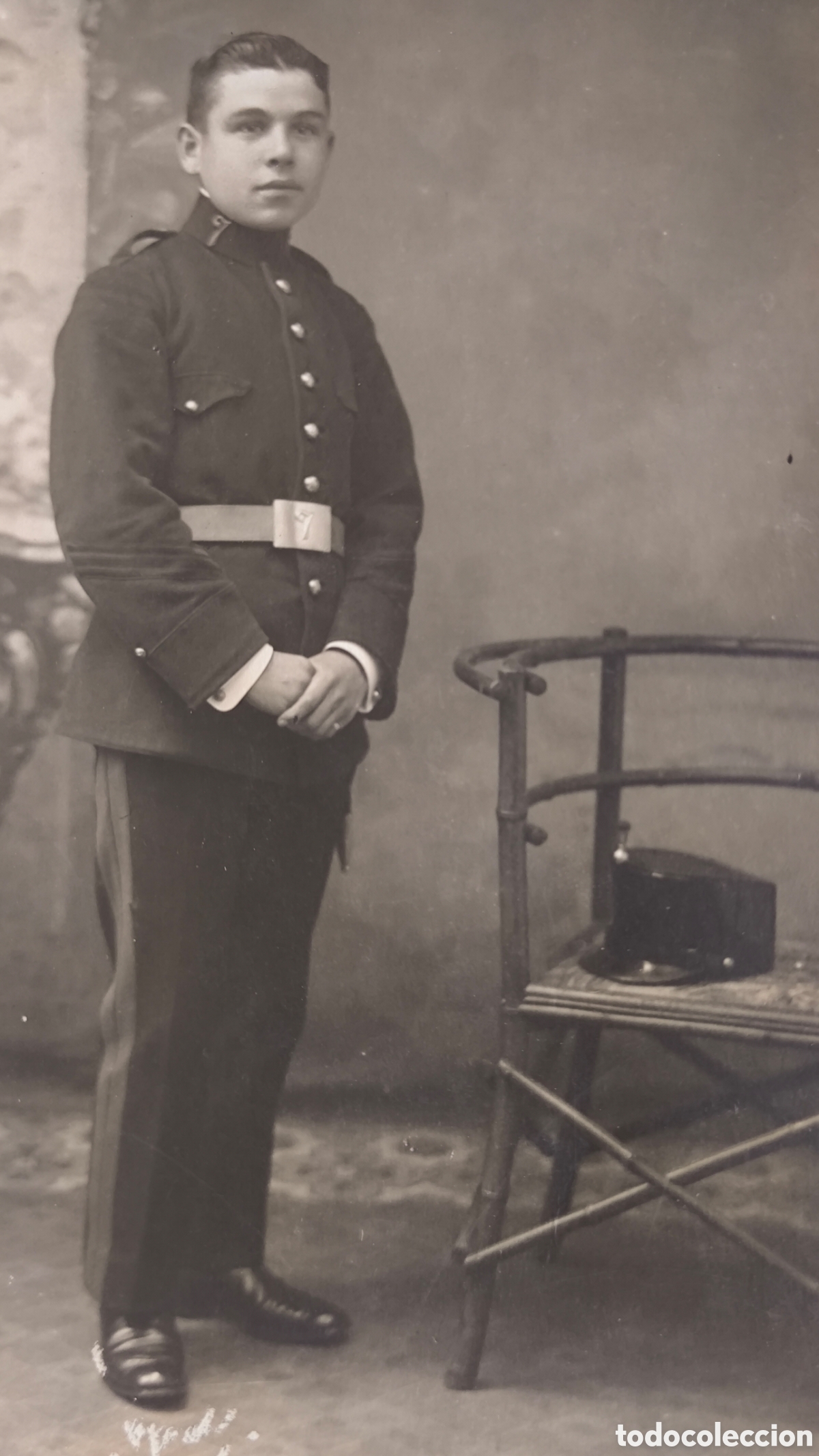 Militaria: FOTOGRAF&Iacute;A RETRATO DE ESTUDIO MILITAR REGIMIENTO 7 FOT&Oacute;GRAFO JOS&Eacute; DOM&Iacute;NGUEZ IR&Uacute;N C. 1910