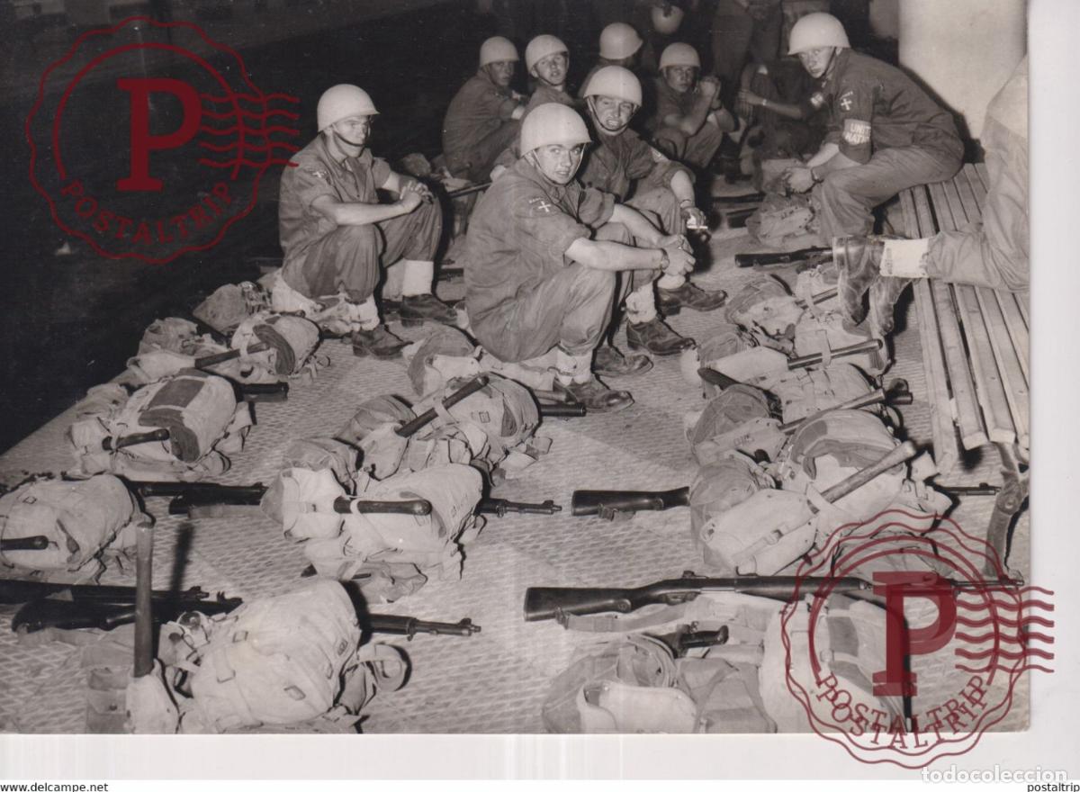 Militaria: PORT SAID DANISH CONTINGENT SOLDIERS SOVIETIC WAPONS JOIN NORWEGIAN DANISH F 21*15CM WAR GUERRE PHO