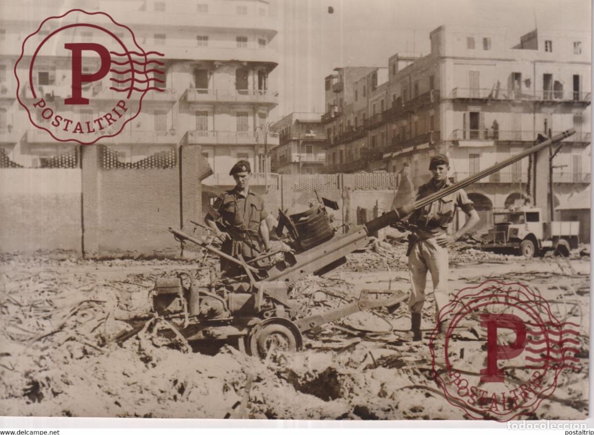 Militaria: PORT SAID PI&Egrave;CES ANTI-A&Eacute;RIENNES &Eacute;GYPTIENNES EGYPTIAN ANTI-AERIAL 21*15CM GAZA WAR GUERRE PHOTOGRAPH