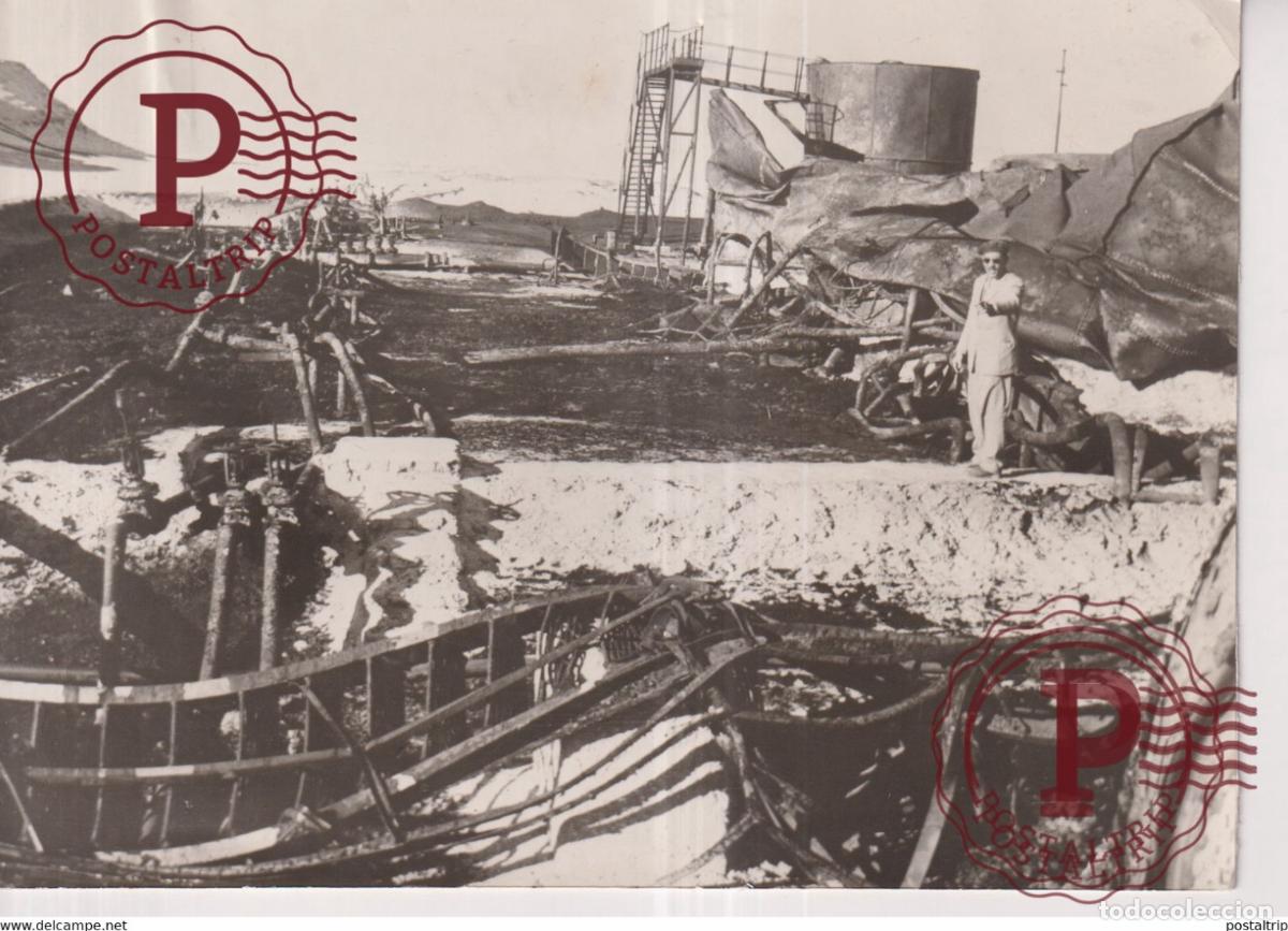 Militaria: SINAI OIL INSTALLATIONS WRECKED ANGLO EGYPTIAN OILFIELDS 19*14CM GAZA WAR GUERRE PHOTOGRAPH EGYPTE