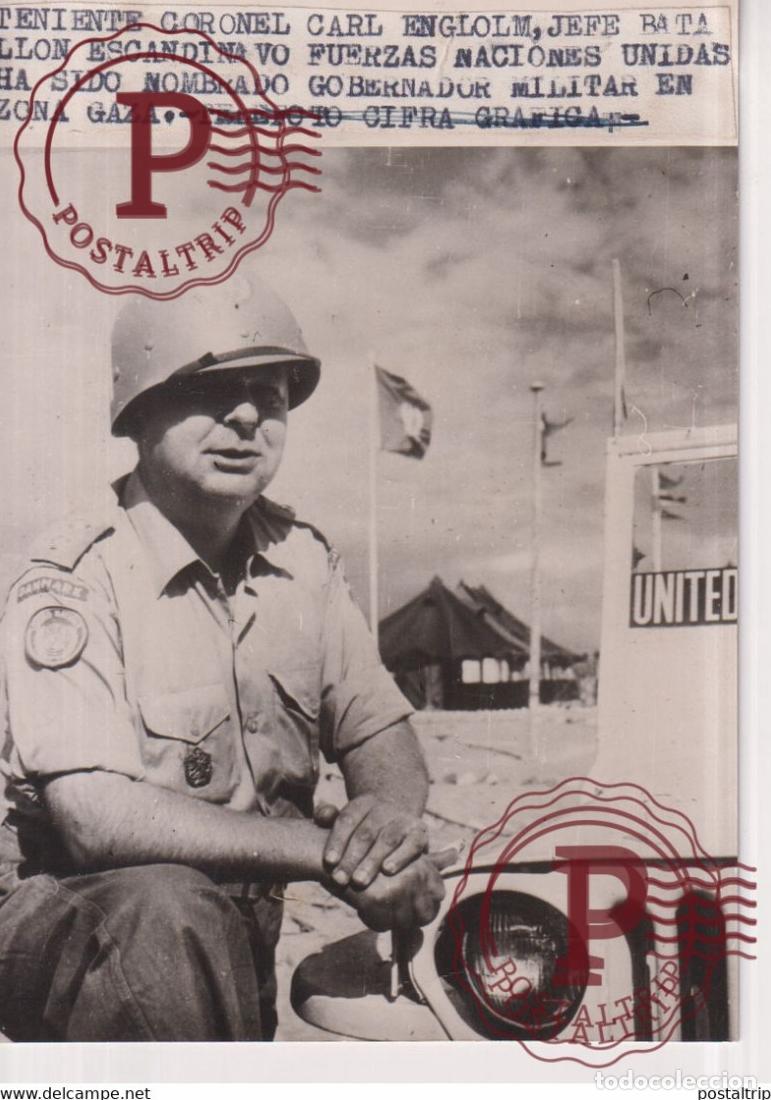 Militaria: SCANDINAVIAN LIEUTENANT COLONEL CARL ENGLOLM NUNITED NATIONS GAZA 15*10CM GAZA WAR GUERRE PHOTOGRAPH