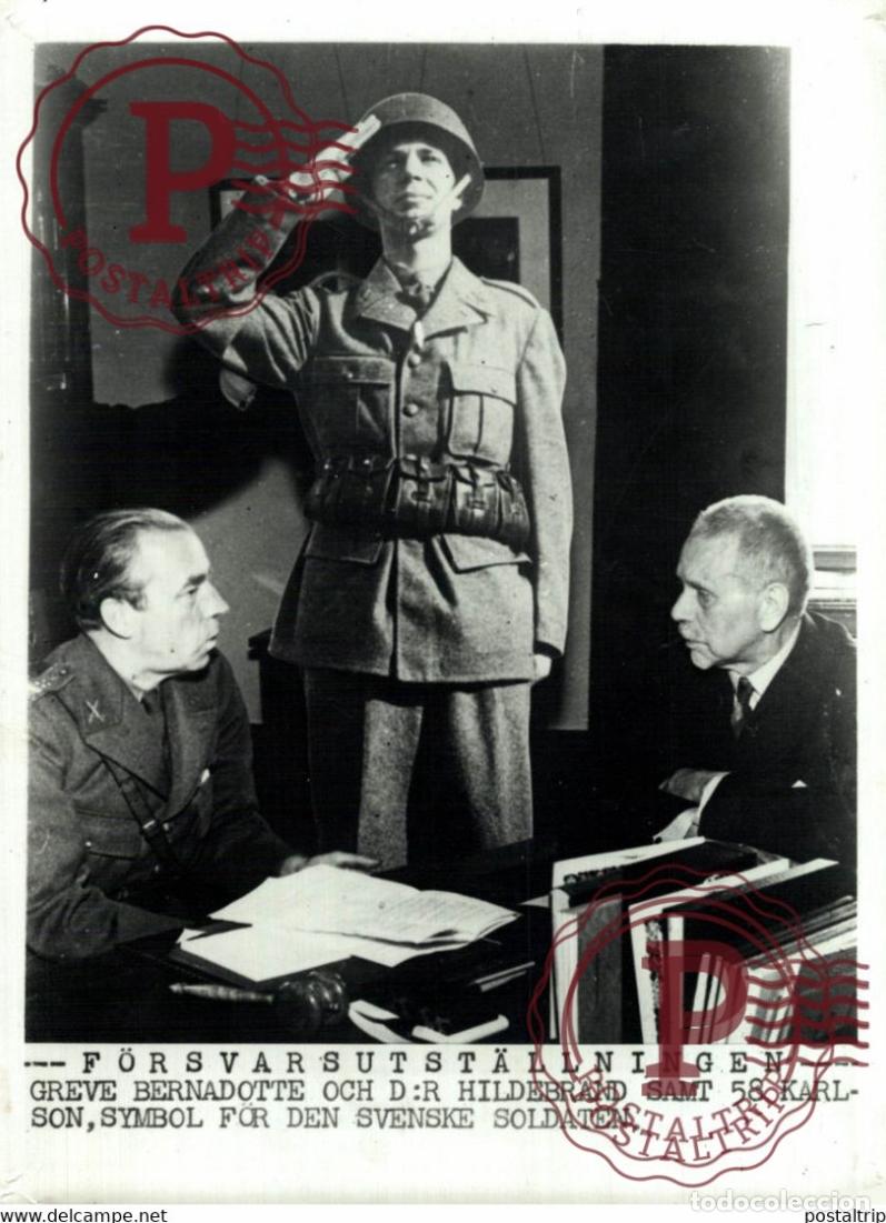 Militaria: SWEDISH DEFENSE EXHEBITION GREVE BERNADOTTE HILDEBRAND SAMT 58 KARLSON 21*15CM SWEDEN SVERIGE SEE