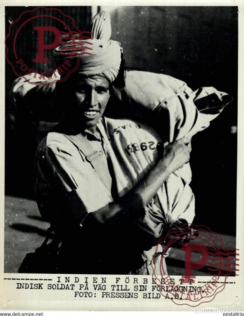 Militaria: INDIA GET PREPARED INDIAN SOLDIER 21*15CM SWEDEN SVERIGE SEE CORNERS