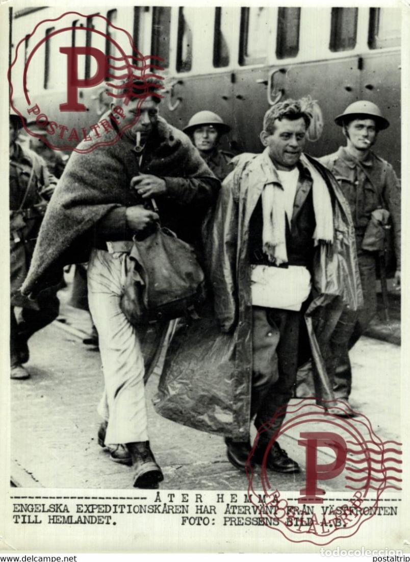 Militaria: ENGLISH SOLDIERS RETURNING FROM THE FRONT 21*15CM SWEDEN SVERIGE SEE CORNERS