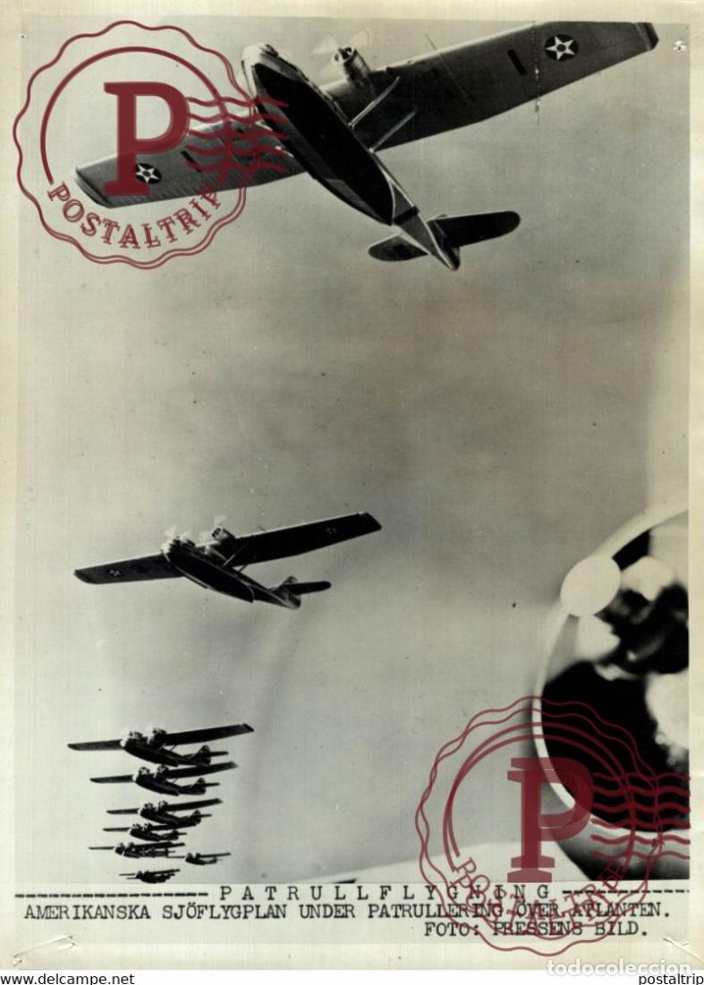 Militaria: AMERICAN SEA AIRCRAFTS OVER THE ATLANTIC 21*15CM SWEDEN SVERIGE SEE CORNERS