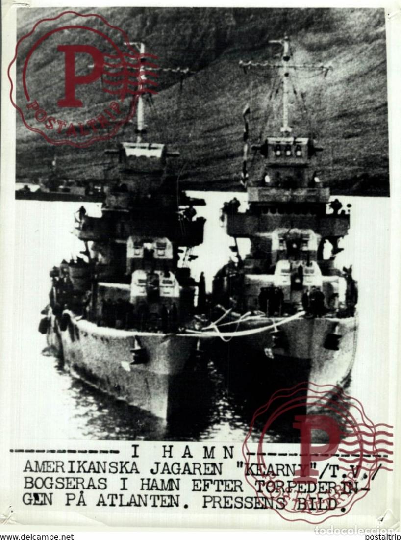 Militaria: KEARNY US NAVY IN PORT 21*15CM SWEDEN SVERIGE SEE CORNERS