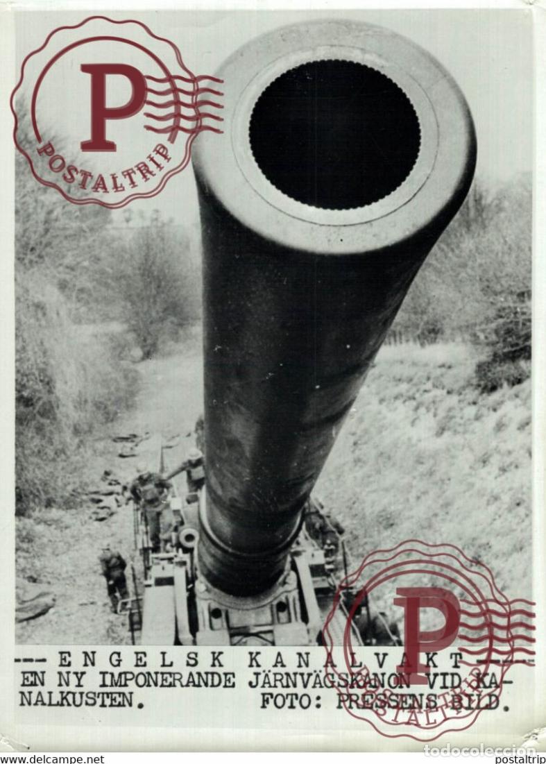 Militaria: RAILWAY CANNON CANAL COAST 21*15CM SWEDEN SVERIGE SEE CORNERS