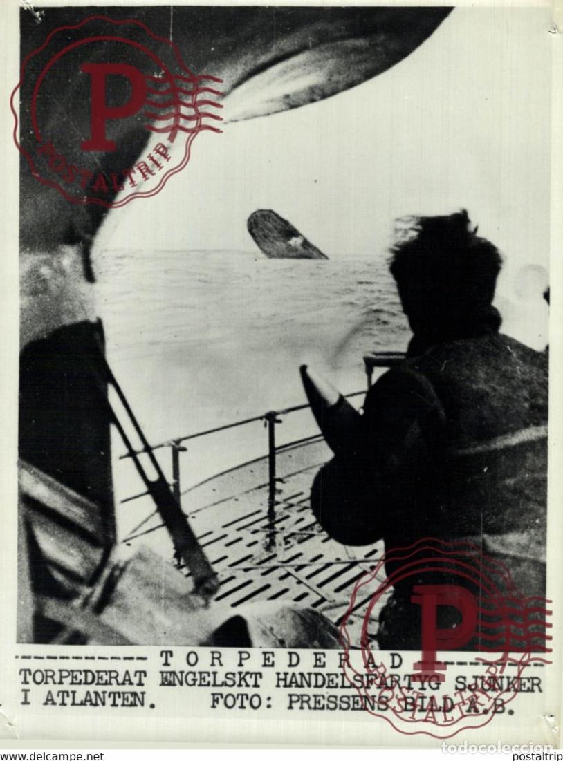 Militaria: ENGLISH COMERCIAL SHIP IS TORPEDOED 21*15CM SWEDEN SVERIGE SEE CORNERS