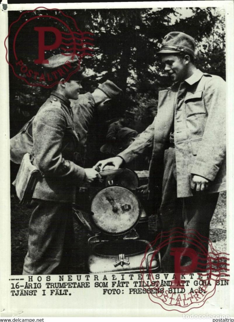 Militaria: NEUTRAL GROUND 16 YEAR OLD SOLDIER TRUMPETER 21*15CM SWEDEN SVERIGE SEE CORNERS