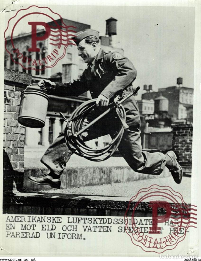 Militaria: AMERICAN AIR PROTECTION SOLDIER WORLD WAR 21*15CM SWEDEN SVERIGE SEE CORNERS