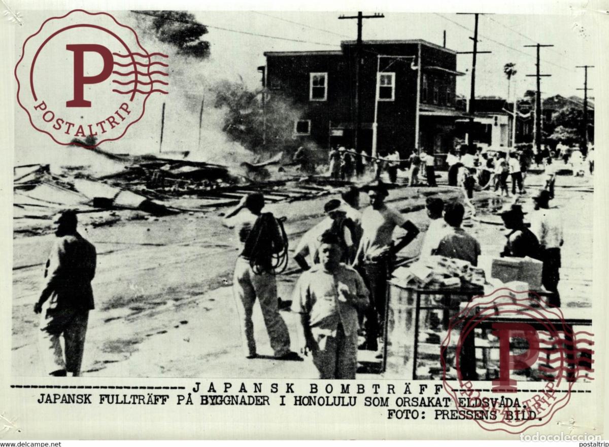 Militaria: HONOLULU JAPANESE BOMBING JAPAN 21*15CM SWEDEN SVERIGE SEE CORNERS