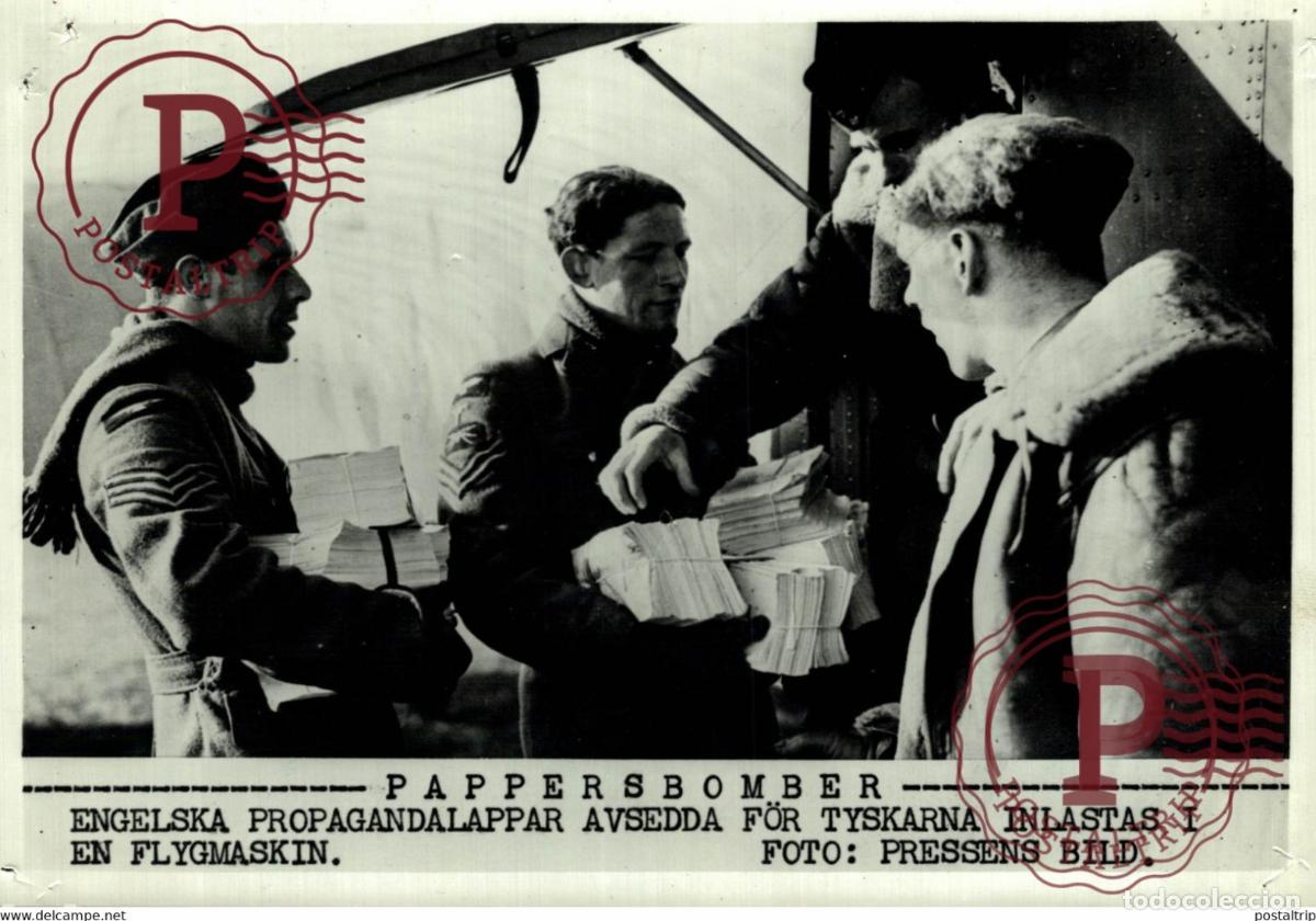 Militaria: ENGLISH PROPAGANDA PAPER BOMBER 21*15CM SWEDEN SVERIGE SEE CORNERS