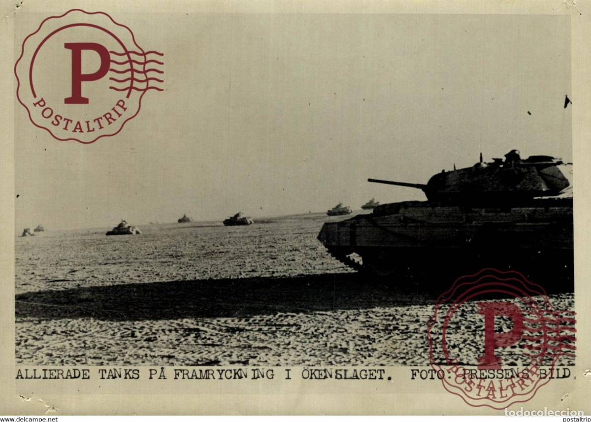 Militaria: ALLIED TANKS IN DESSERT WORLD WAR TWO 21*15CM SWEDEN SVERIGE SEE CORNERS