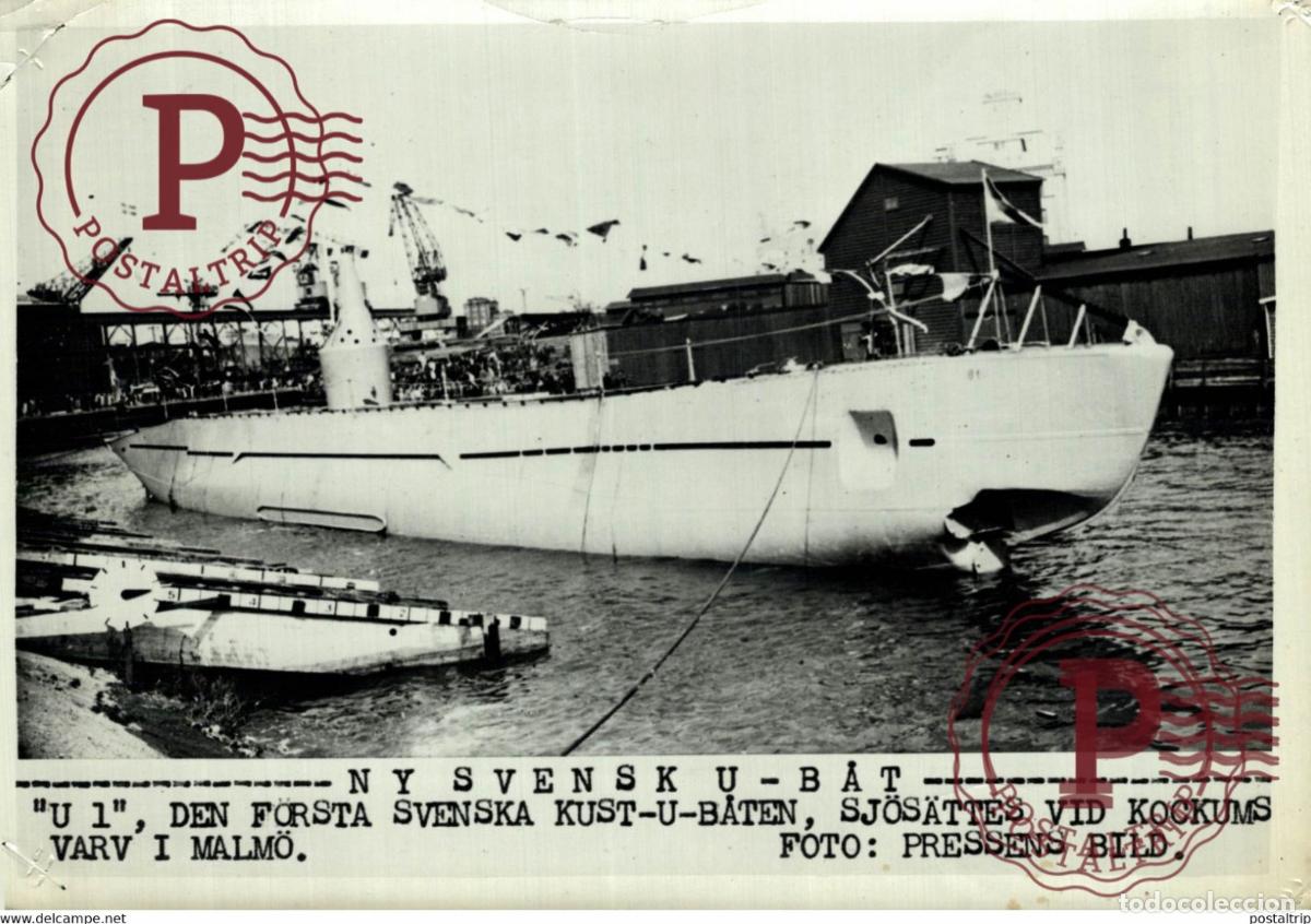 Militaria: MALMO FIRST SWEDISH U-BOOT U1 21*15CM SWEDEN SVERIGE SEE CORNERS