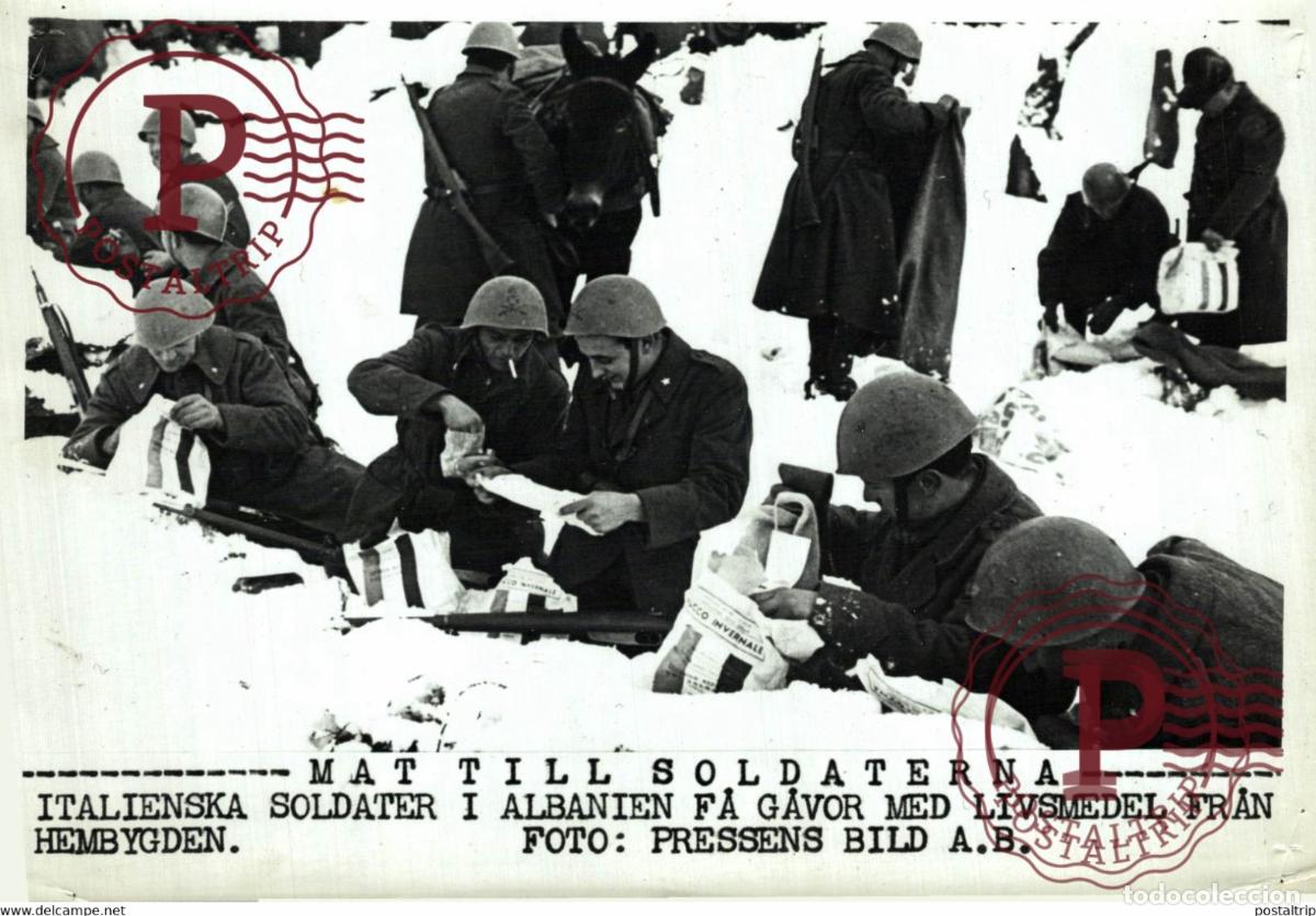 Militaria: ITALIEN SOLDIERS IN ALBANIEN 21*15CM SWEDEN SVERIGE SEE CORNERS