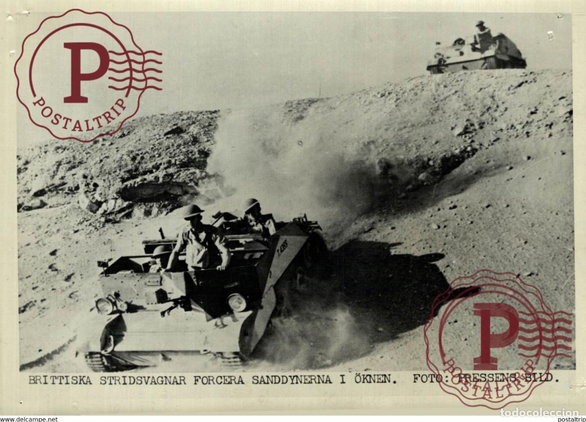 Militaria: BRITS TRAINING TROOPS IN THE DUNES 21*15CM SWEDEN SVERIGE SEE CORNERS