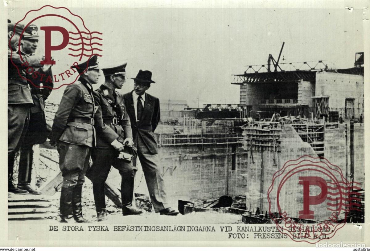 Militaria: GERMANS BUILDING AT CHANNEL COAST 21*15CM SWEDEN SVERIGE SEE CORNERS