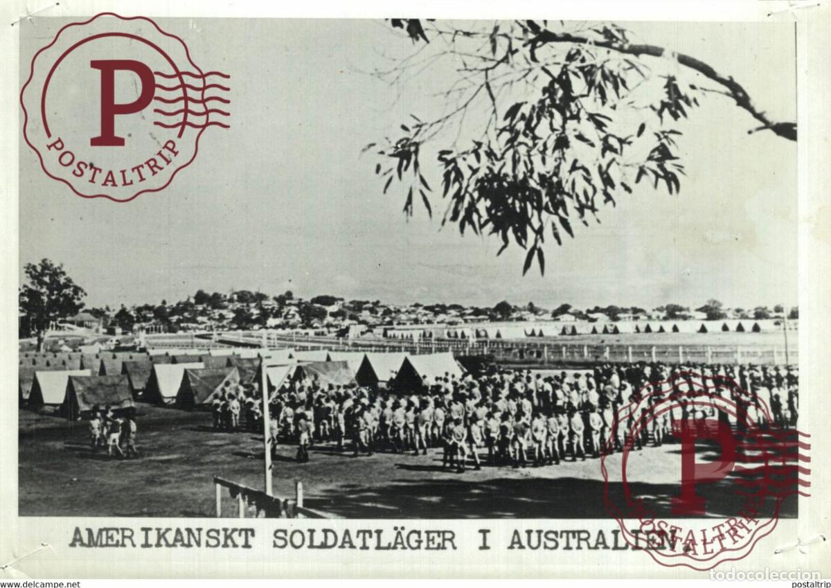 Militaria: AUSTRALIA AUSTRALIEN AMERICAN SOLDIER CAMP 21*15CM SWEDEN SVERIGE SEE CORNERS