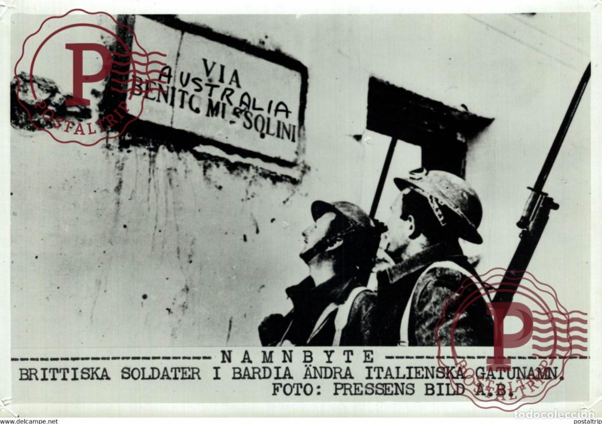Militaria: BRITISH SOLDIERS IN BARDIA ITALY ITALIA 21*15CM SWEDEN SVERIGE SEE CORNERS