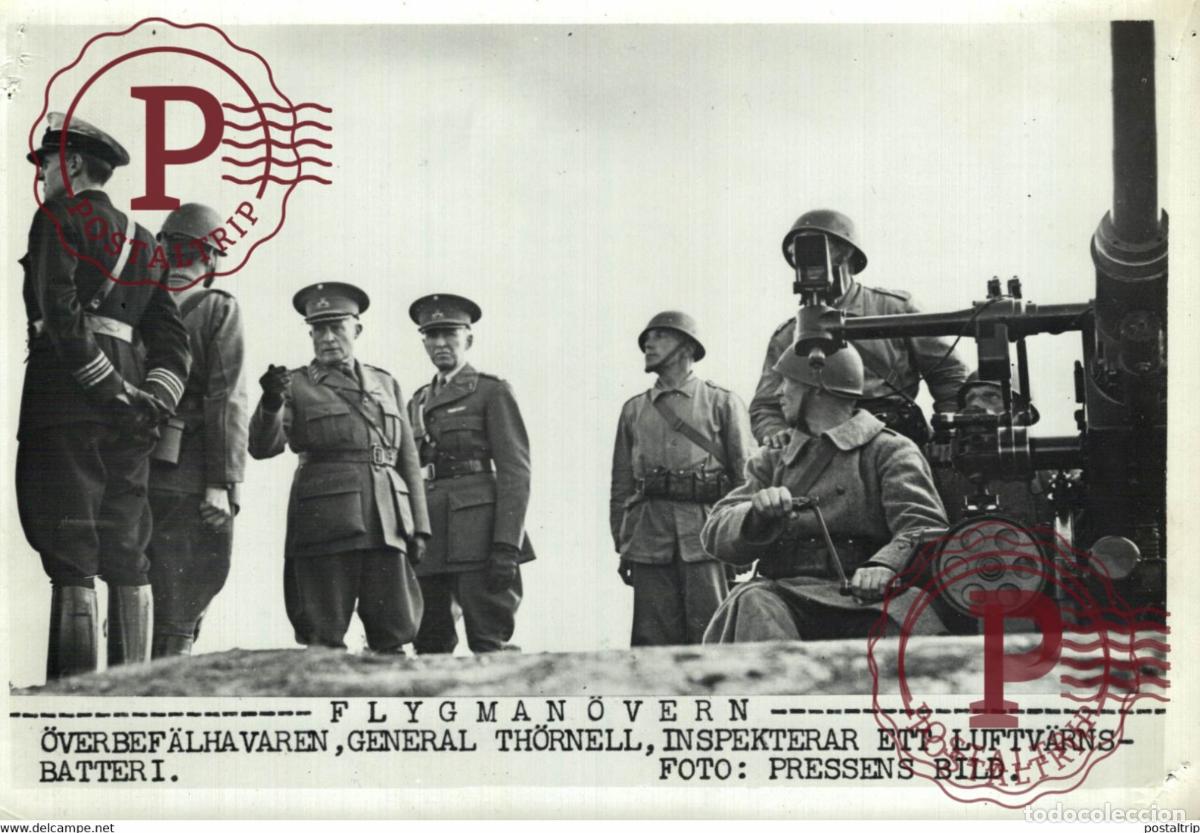 Militaria: INSPECTION OF AIR DEFENCE BY GENERAL OLOF THORNELL 21*15CM SWEDEN SVERIGE SEE CORNERS