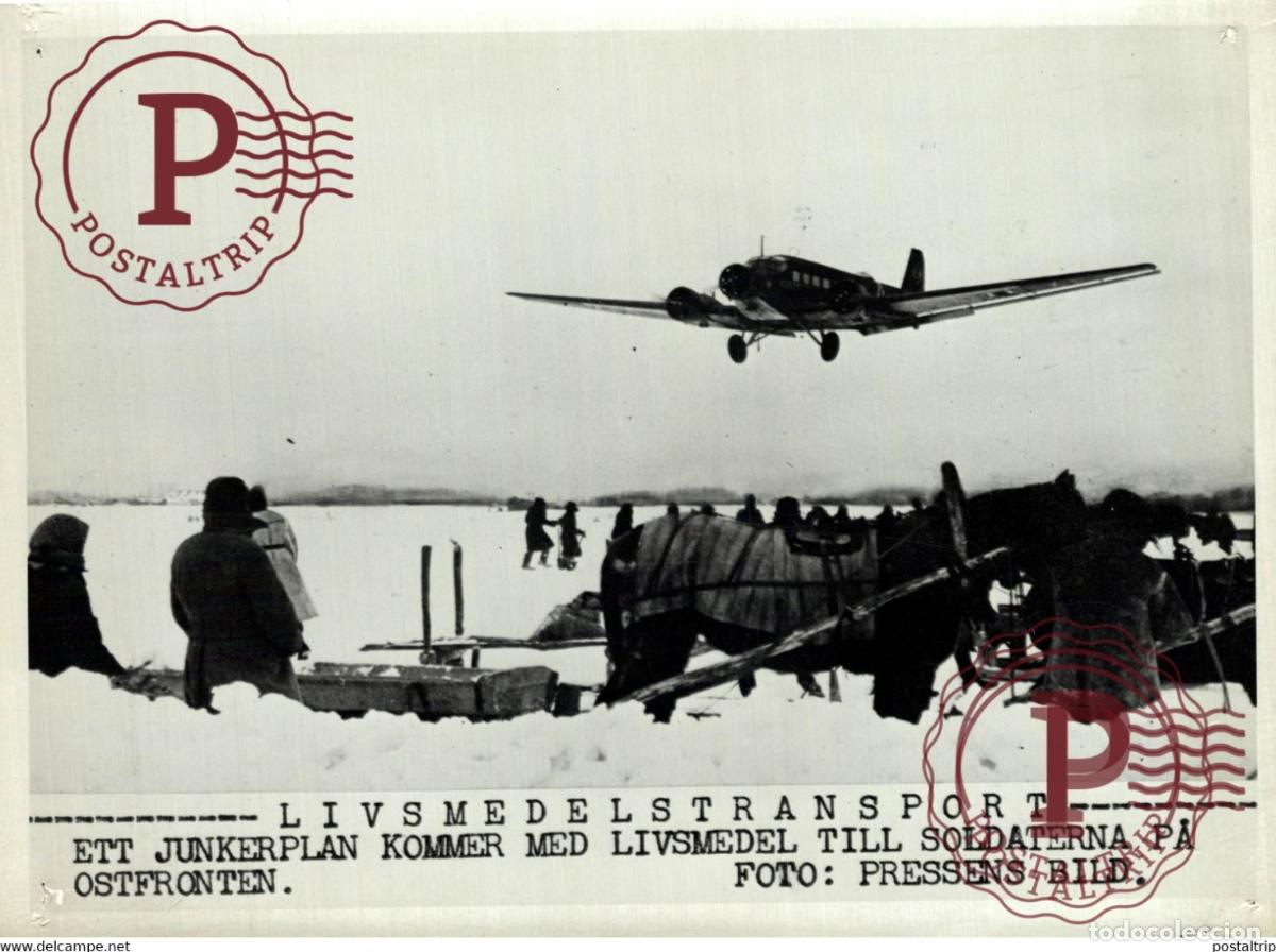 Militaria: JUNKER FOOD DELIVERY ON THE EAST FRONT 21*15CM SWEDEN SVERIGE SEE CORNERS