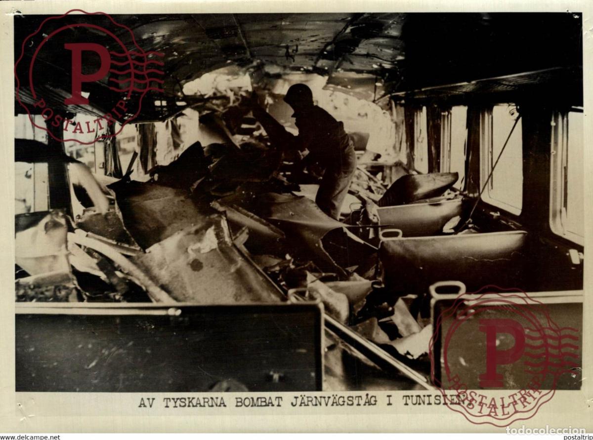 Militaria: BY GERMANS BOMBED RAILWAY TRAIN IN TUNIS TUNESIEN TUNISIEN WORLD WAR 2 21*15CM SWEDEN SVERIGE SEE