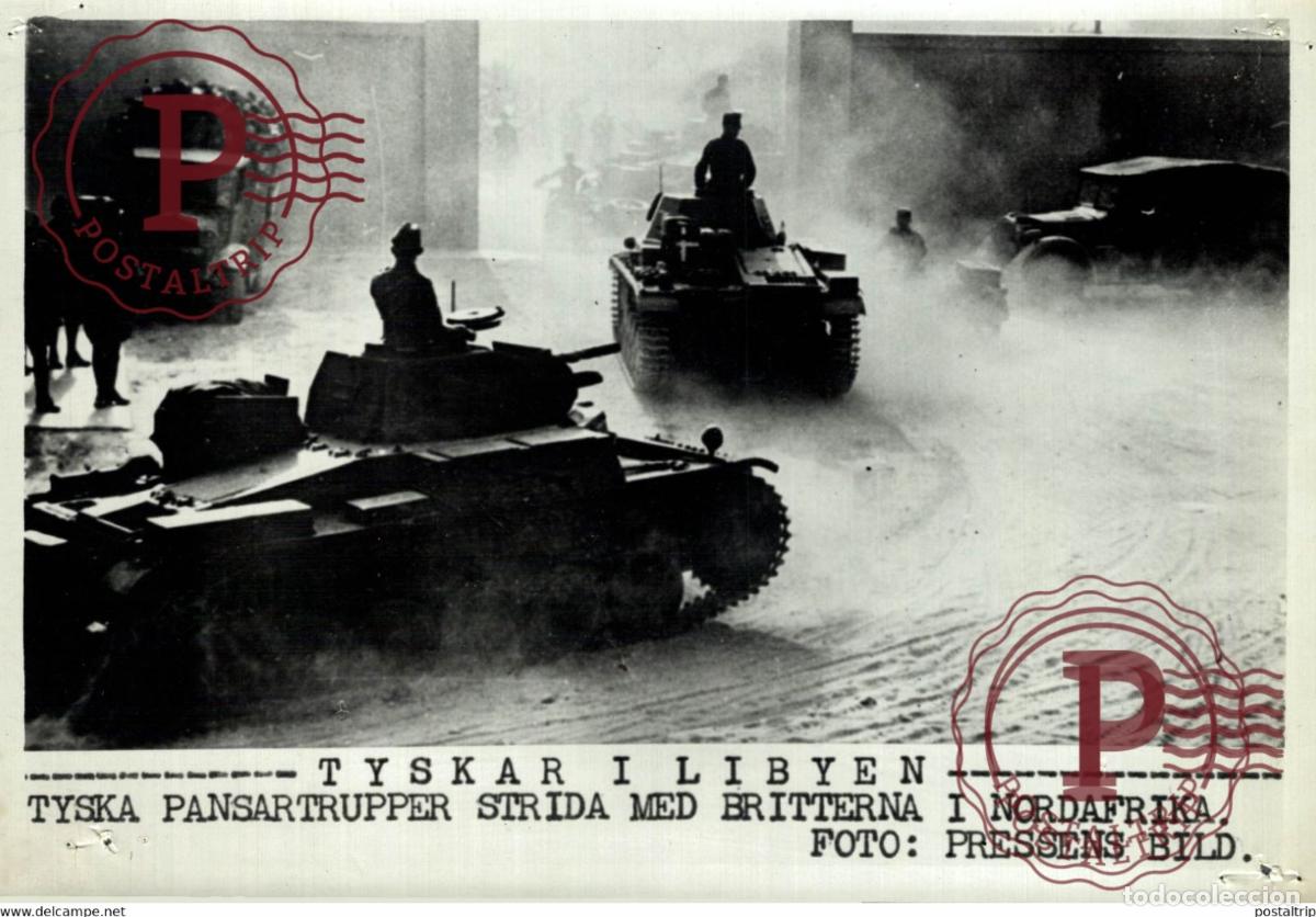 Militaria: GERMAN PANSERTRUPEN IN Libia north africa WORLD WAR 2 21*15CM SWEDEN SVERIGE SEE CORNERS