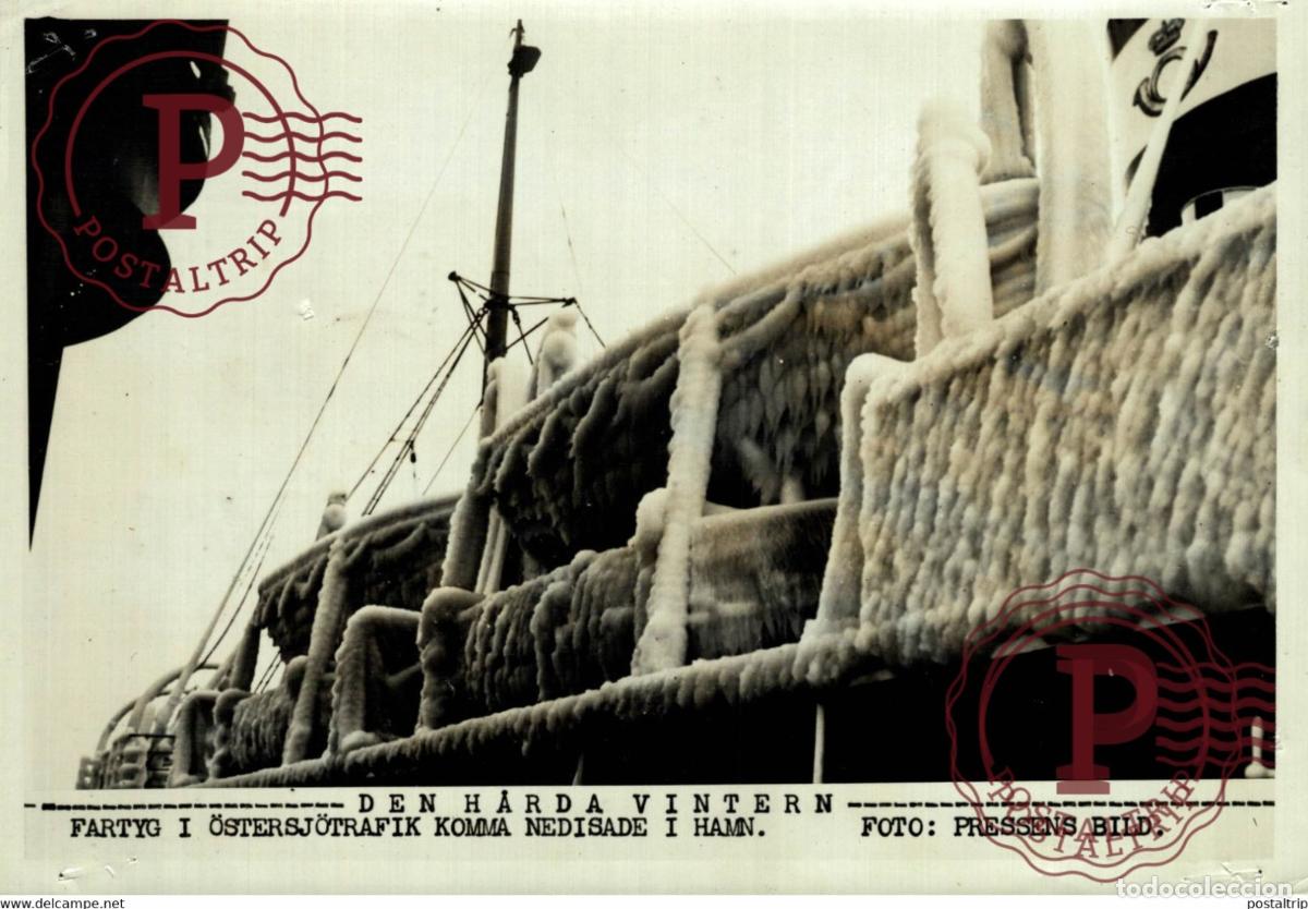 Militaria: SHIPS IN THE BALTIC SEA WORLD WAR 2 21*15CM SWEDEN SVERIGE SEE CORNERS