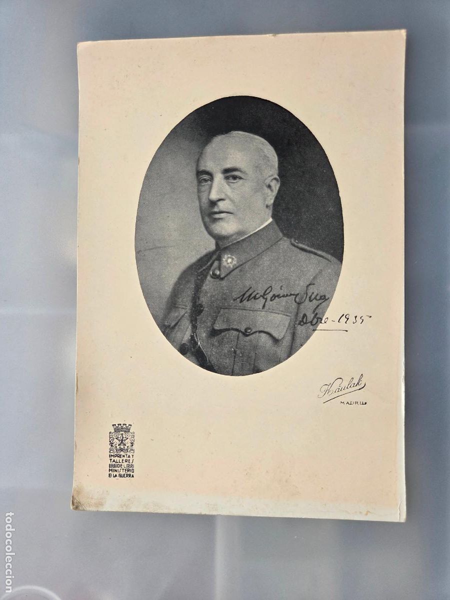 Militaria: MARIANO GOMEZ ULLA 1935 - KAVLAK MADRID FOTOGRAFO - IMPRENTA MINISTERIO DE GUERRA V1