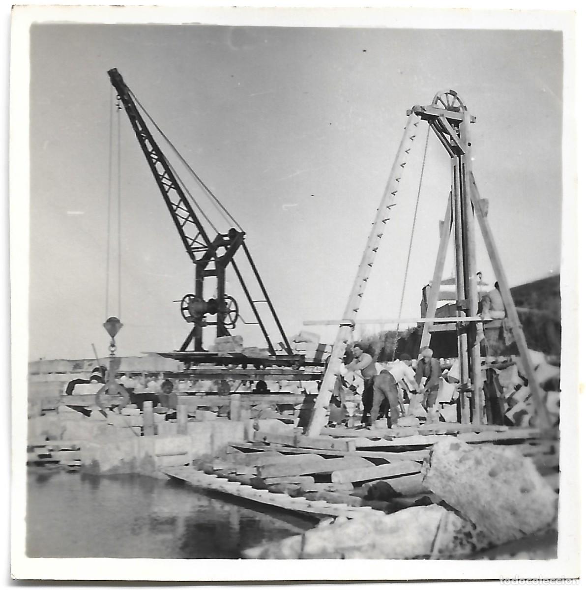 Militaria: 1937-38 Fotograf&iacute;a guerra civil Legi&oacute;n C&oacute;ndor pilotaje y cimentaci&oacute;n r&iacute;o Ebro Zaragoza o Lleida