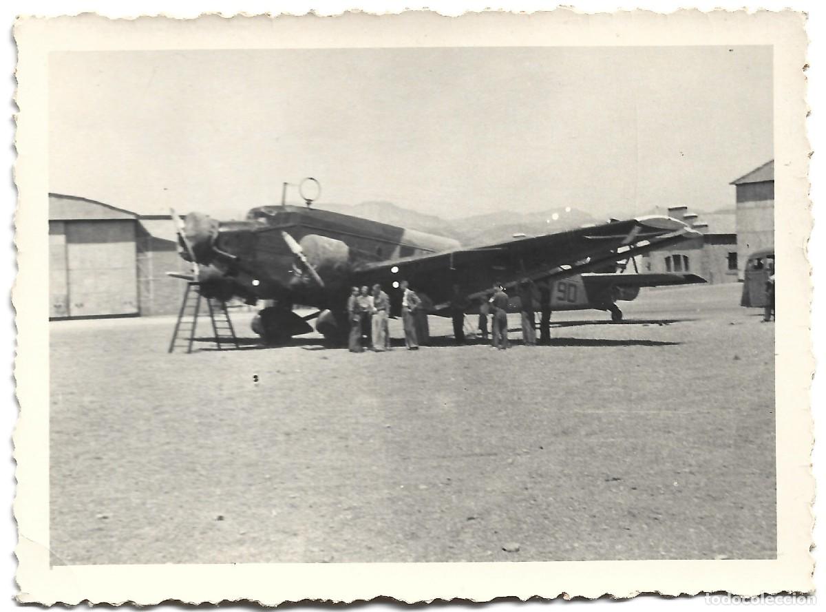 Militaria: 1937-38ca Fotograf&iacute;a guerra civil avi&oacute;n Junker JU 52 Legi&oacute;n C&oacute;ndor base a&eacute;rea Espa&ntilde;a