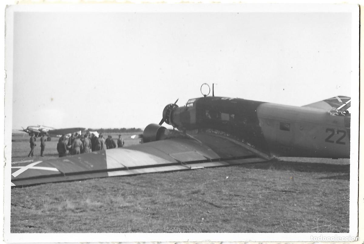 Militaria: 1937-38ca Fotograf&iacute;a guerra civil avi&oacute;n Junker JU 52 Legi&oacute;n C&oacute;ndor base a&eacute;rea Espa&ntilde;a