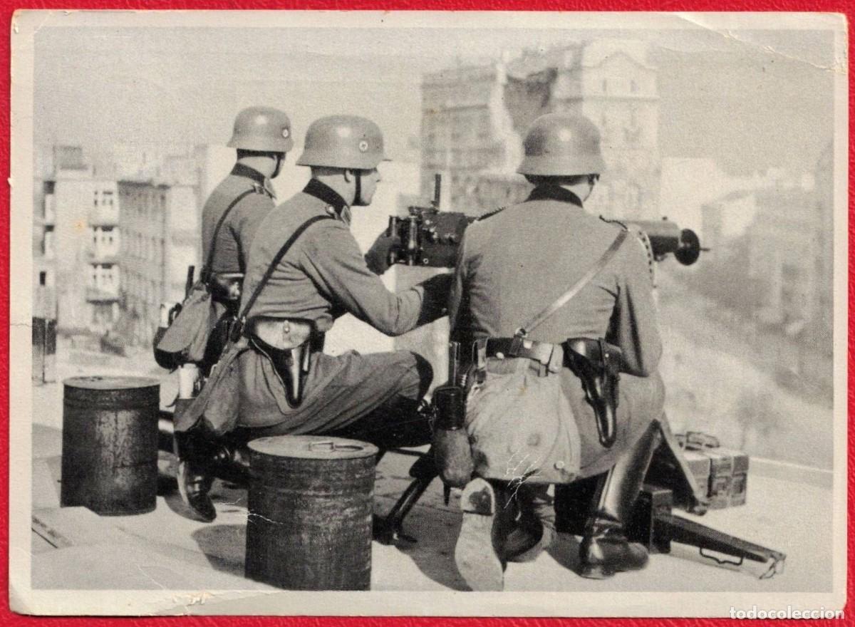 Militaria: Waffen SS - Ordnungspolizei OrPo alemana en los tejados de Varsovia Polonia A&ntilde;o 1939 MG 42