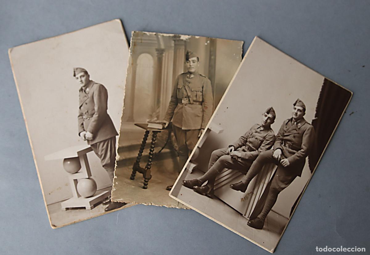 Militaria: 3 FOTOS DE SOLDADOS INFANTER&Iacute;A REGIMIENTO N&ordm; 38, GORRILLO A PARTIR DE 1933.- FOT. ALCOY